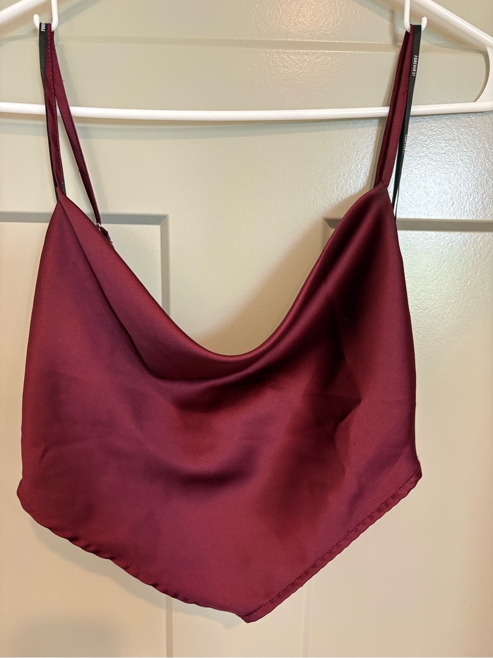 Forever 21 Satin Cowl Crop Top - Wine